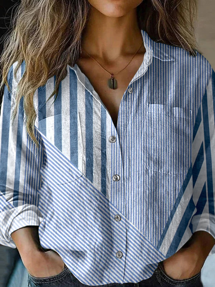 Women's Top V-neck Printed Exquisite Linen
