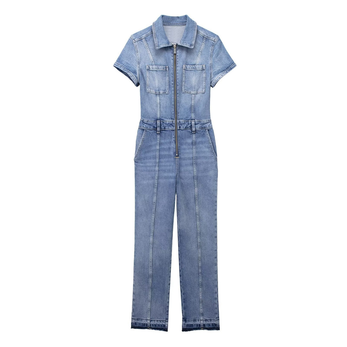 Fall European And American Style Long Denim Jumpsuit