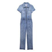 Fall European And American Style Long Denim Jumpsuit