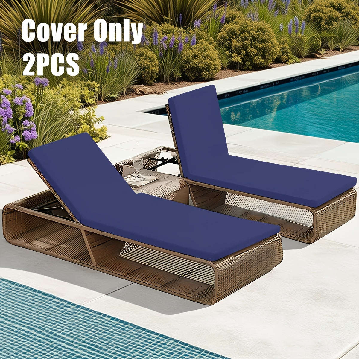 2pcs/set Stretchy Y Fiber Fabric Chair Covers, 2pcs Set Outdoor Lounge Chair Protectors
