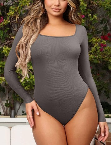 Women's Long Sleeve Square-neck Sexy Siamese Tights