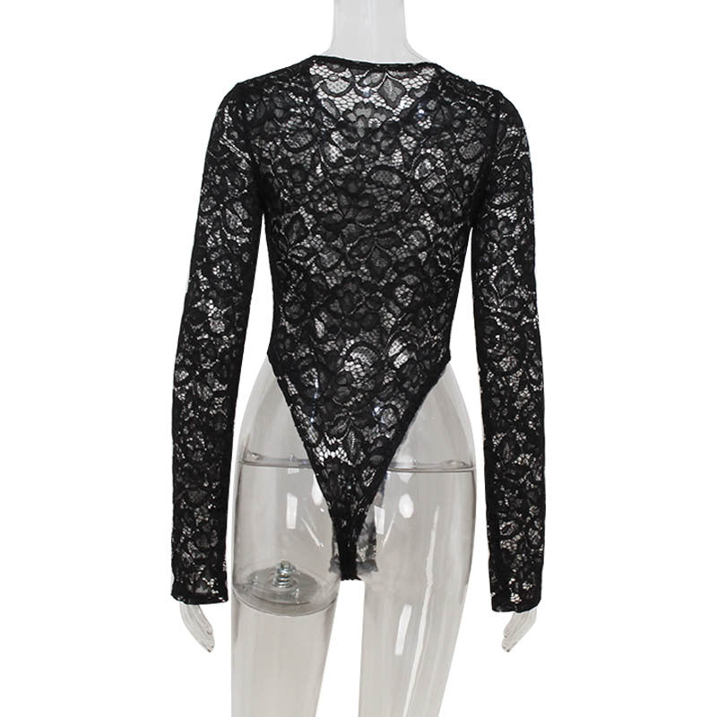 Sexy Lace Jacquard Slim Long Coat