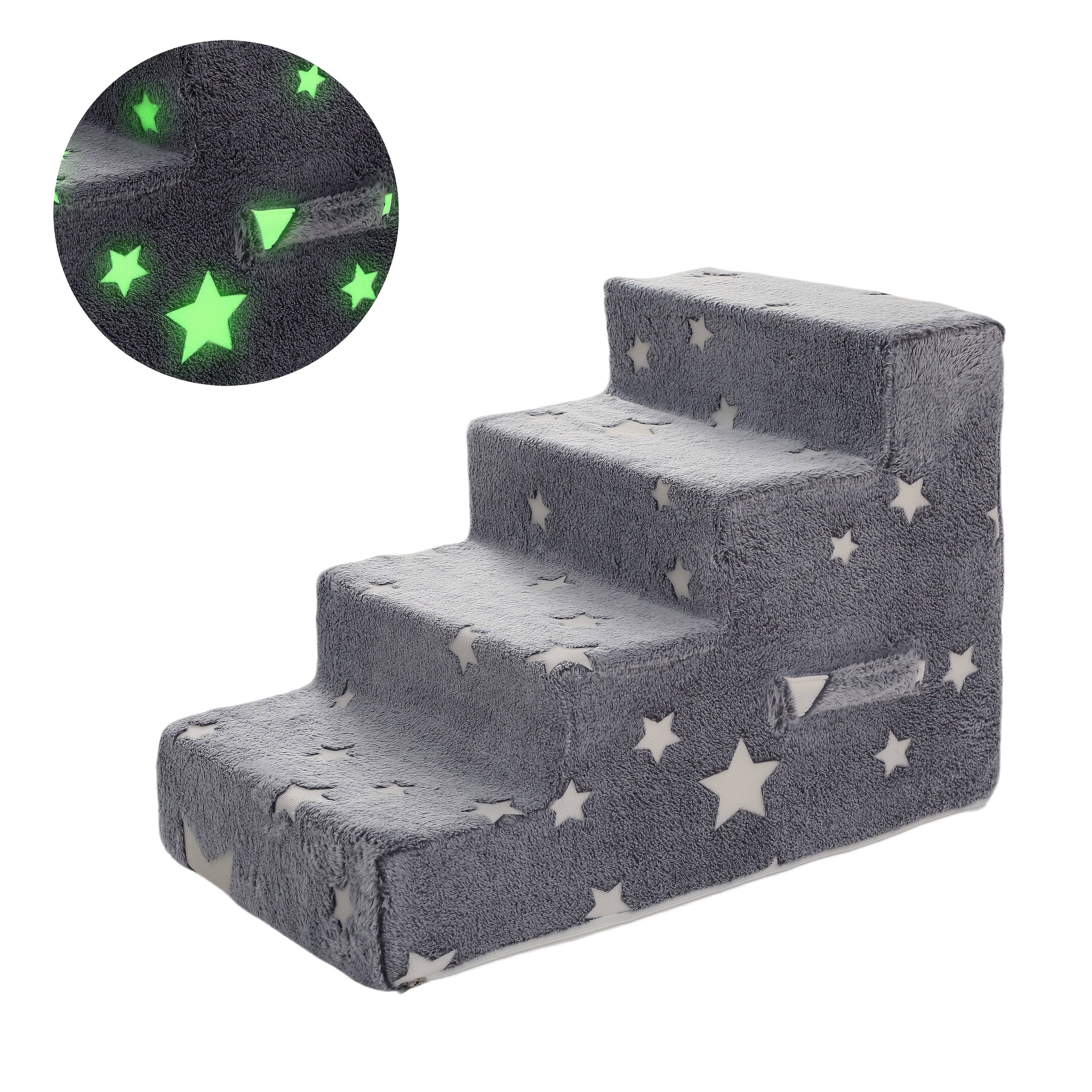 3-step Dog Stairs 3-step Dog Stairs For Small & Medium Dogs - Non-slip Removable Pet Steps With Soft Sponge Material, Cartoon Design & Star Pattern, Durable Pet Bed For Indoor/outdoor Use, Easy To