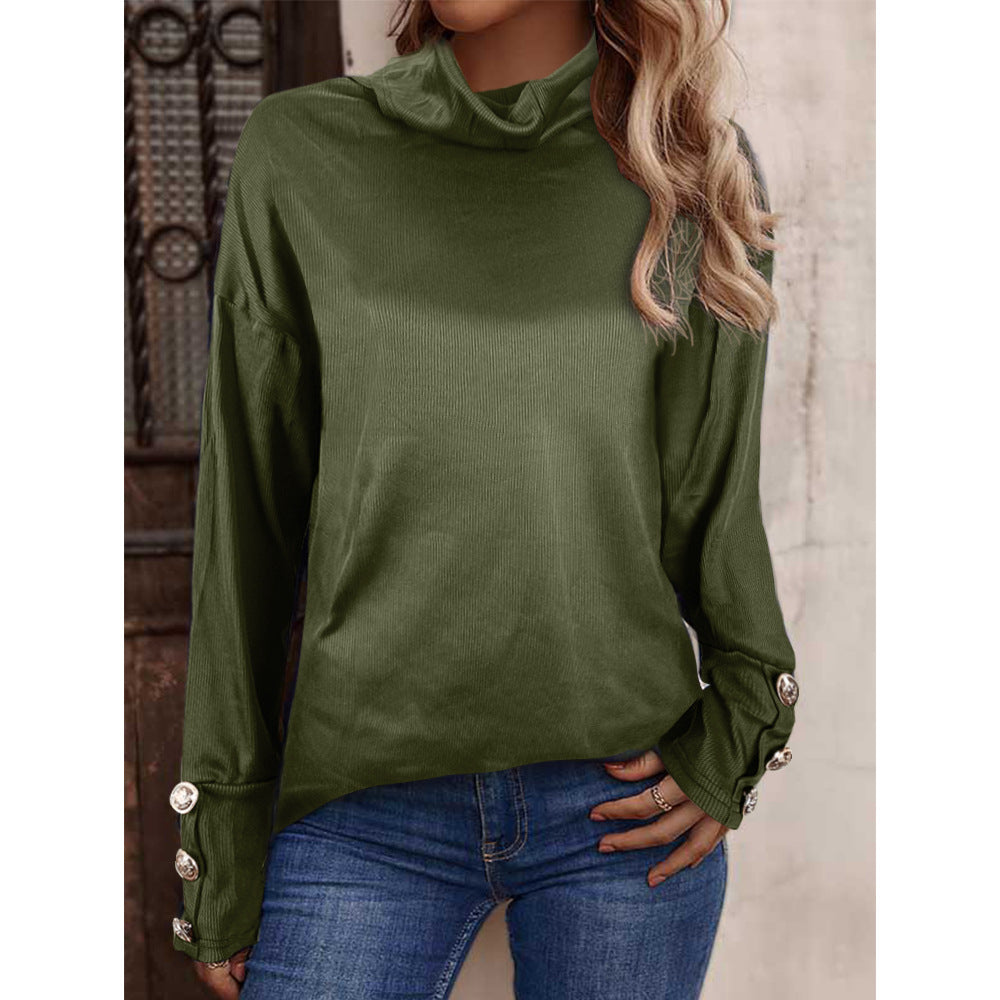New European And American Women's Sweater High Button Top