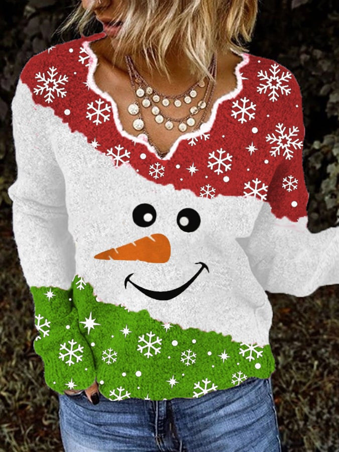 Wave Neckline 3D Printed Animal Pocket Pullover
