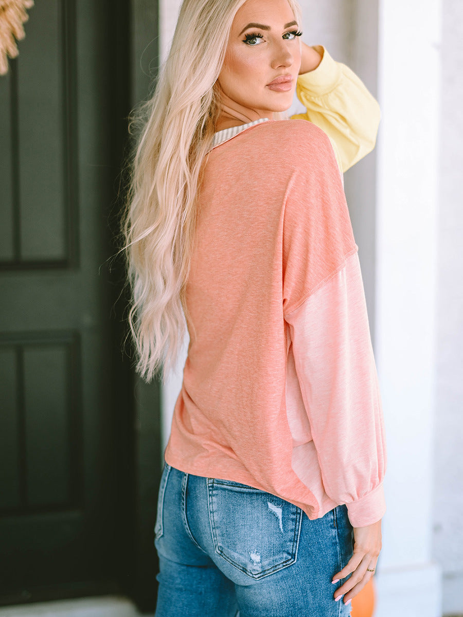 Women's Striped V-Neck Long Sleeve Casual Hoodie