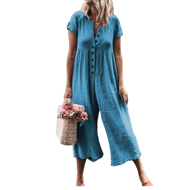 Women's Casual Color-Block Jumpsuit