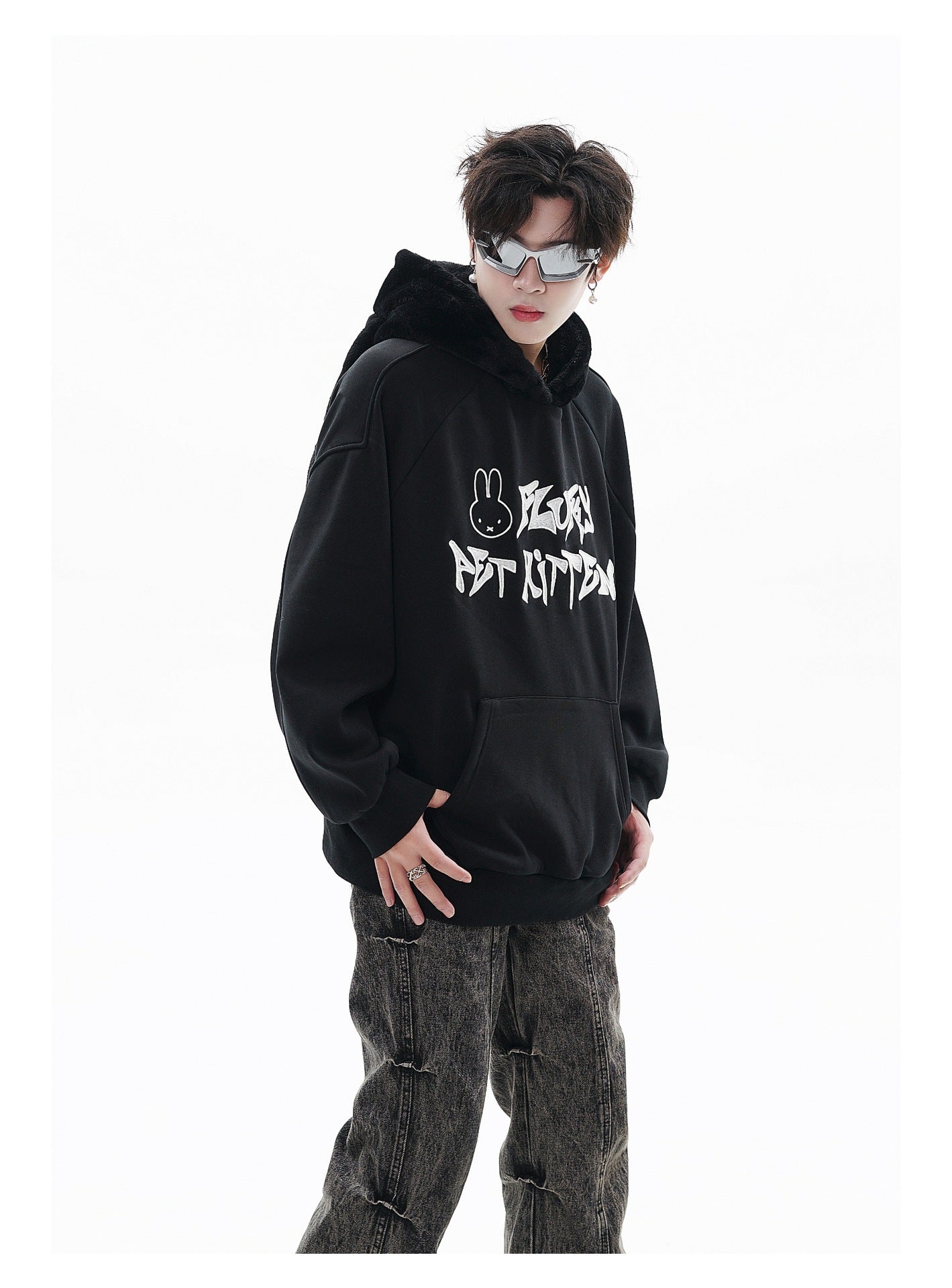 Plush Contrast Thermal Hooded Sweatshirt
