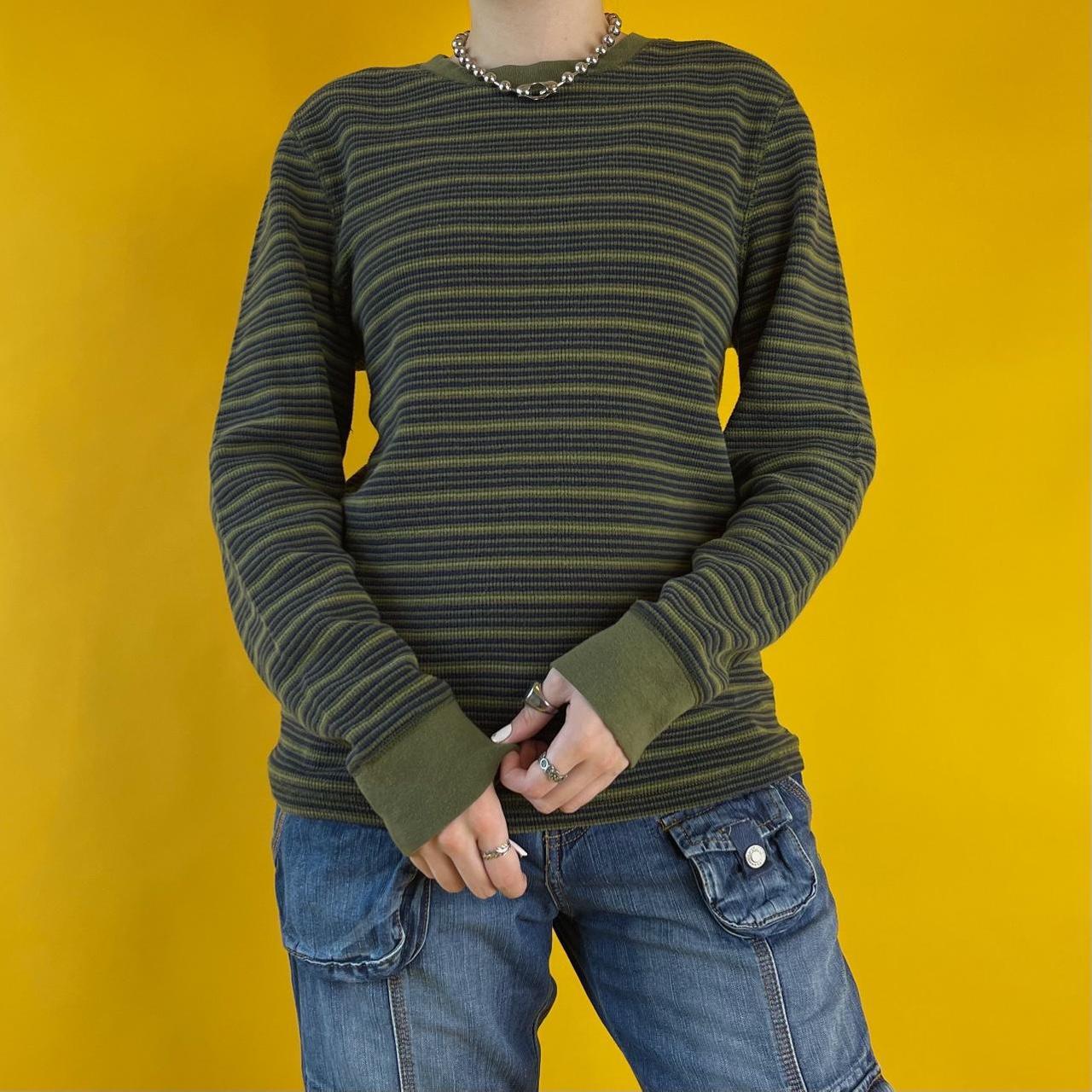 Colorful Stripe Splice Long Sleeve T-Shirt Round Neck Color Contrast Top