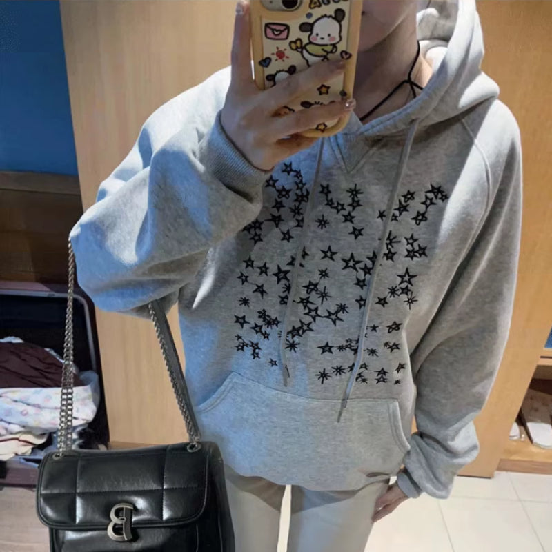 Embroidered Loose Hooded Couple Sweater Coat
