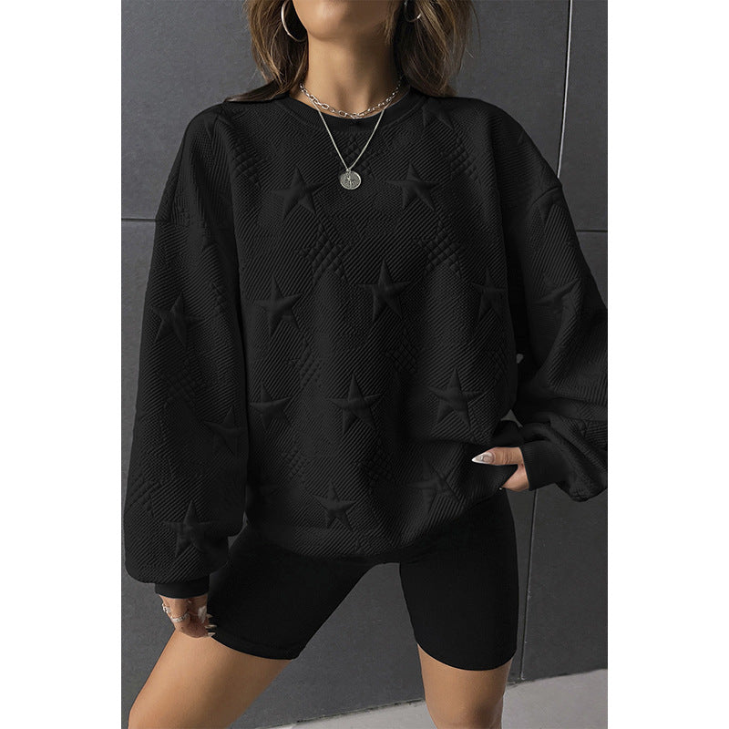 Geometric Casual Loose Round Neck Pullover for Women