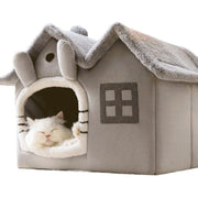 Large Grey Cat & Dog Igloo Bed - Spacious Warm House Pet Bed With Removable Cover, Non-slip Base & Easy Assembly, S/m/l Sizes (PP Cushion) For Indoor/ Use - Cozy Hideout For Kittens, Puppies,