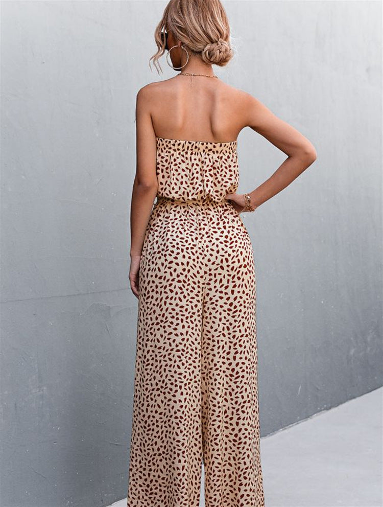 Chic Printed Wrap Sleeveless Jumpsuit