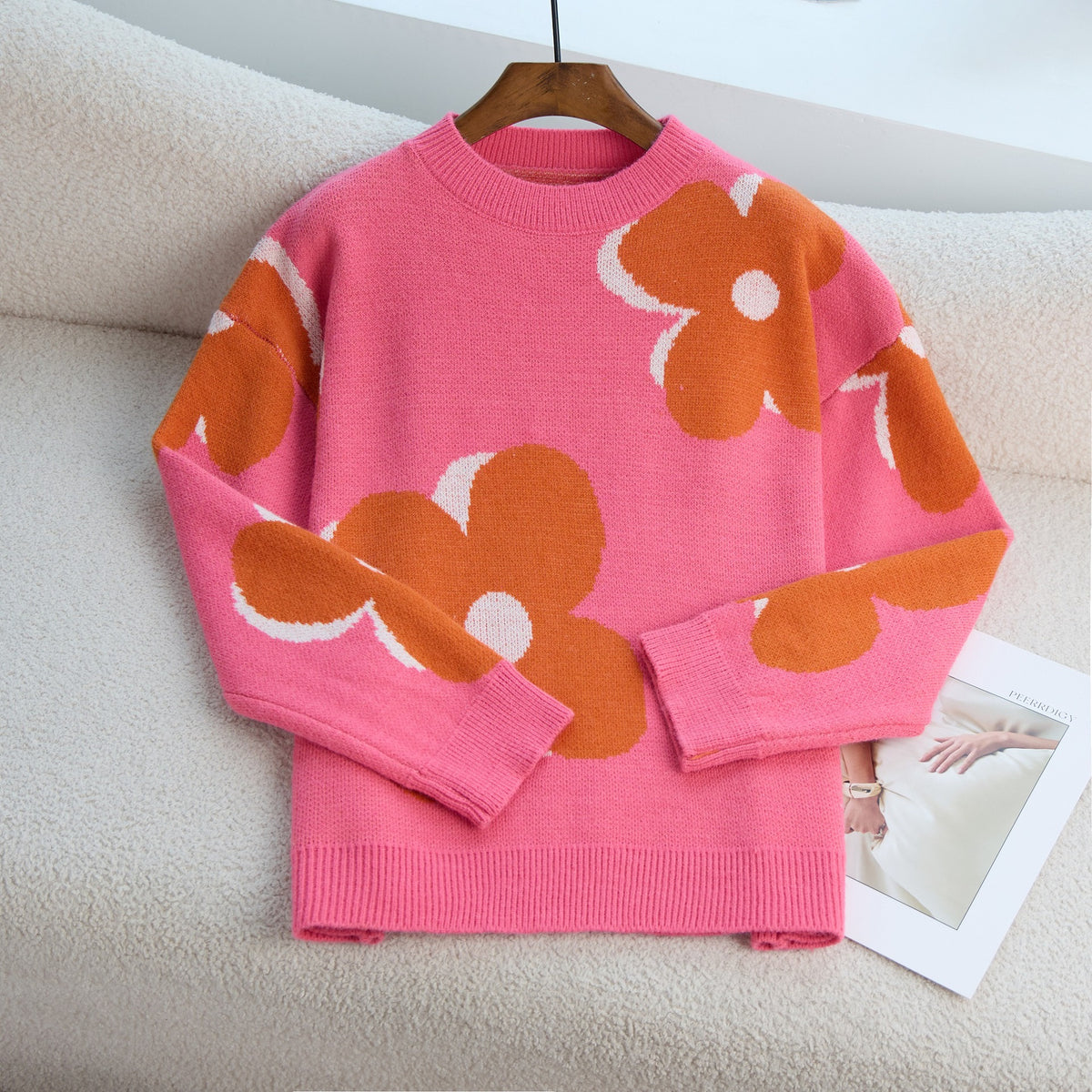Multi-color Flower Knitted Brocade Sweater Women