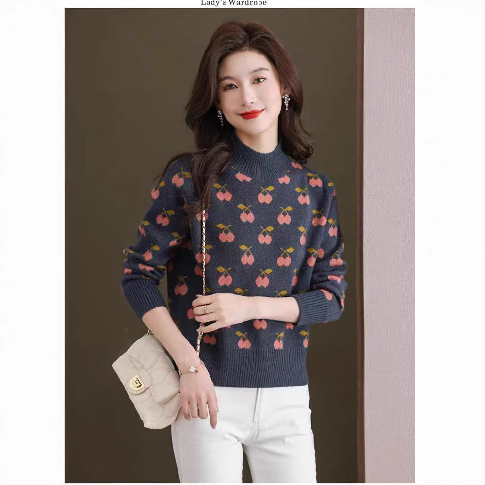 Women's Cashmere Sweater Autumn and Winter New Half Turtleneck Bottoming Shirt