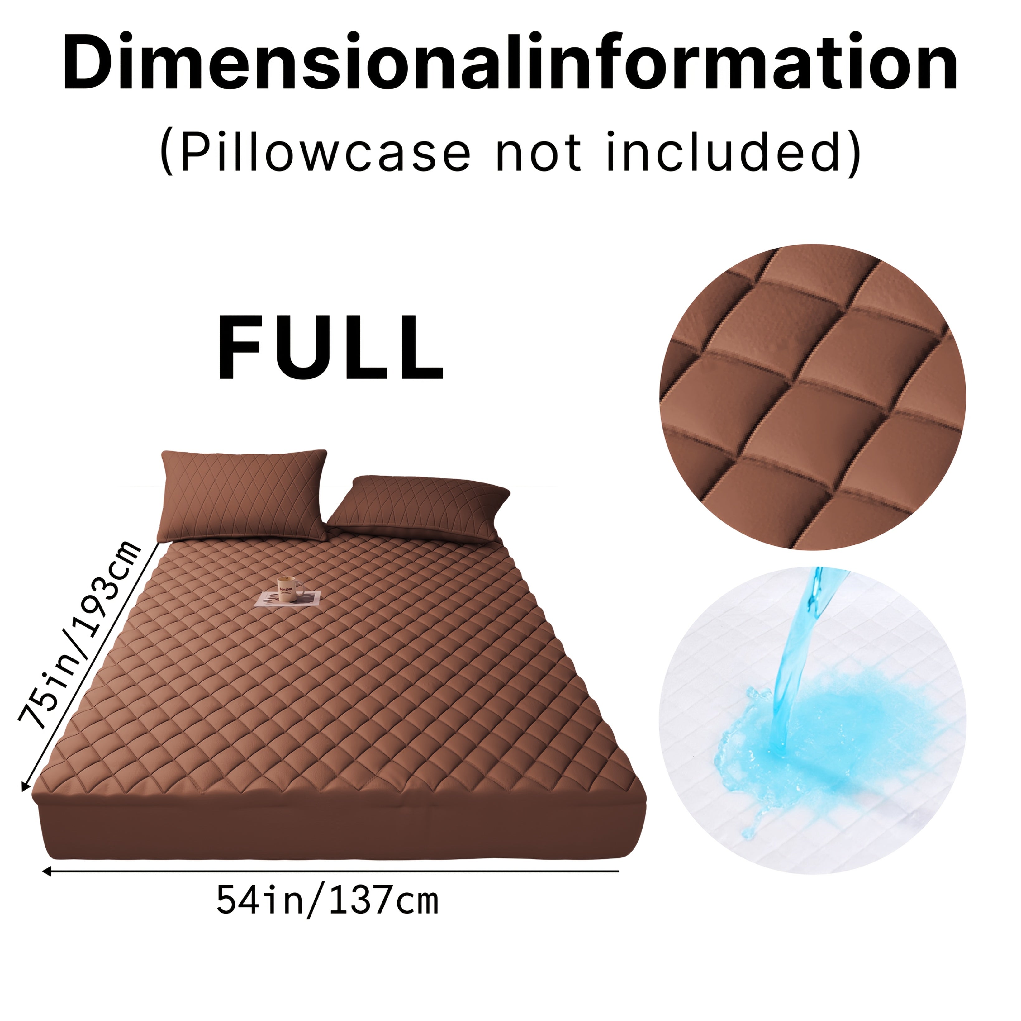 Waterproof Mattress Protector Quilted Thickened Comfortable Bedspread Layer with Deep Pocket Design, Warm Breathable Bedding for Bedroom Guest Room Hotel, Great for Holiday Gifts Black Friday And...