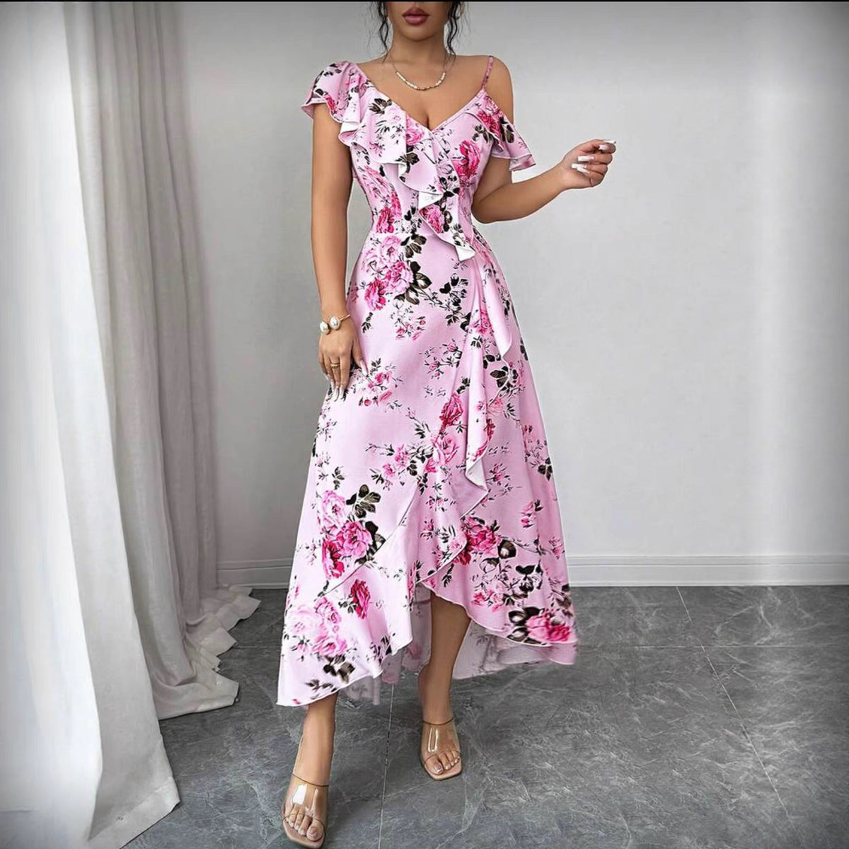 Retro Beach Vacation Boat-neckline Maxi Dress