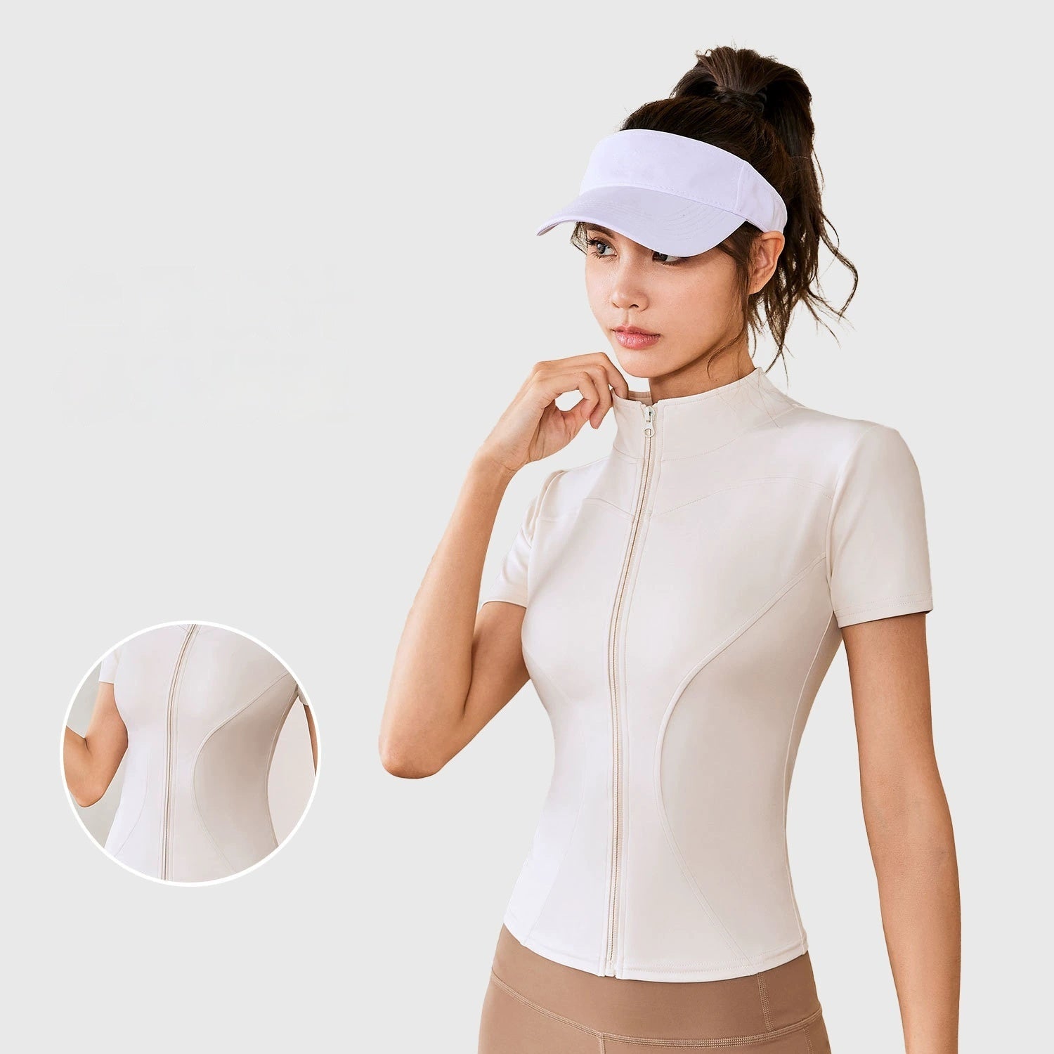 High‑Elastic Women's Yoga Jacket – Breathable Short‑Sleeve Sports Top