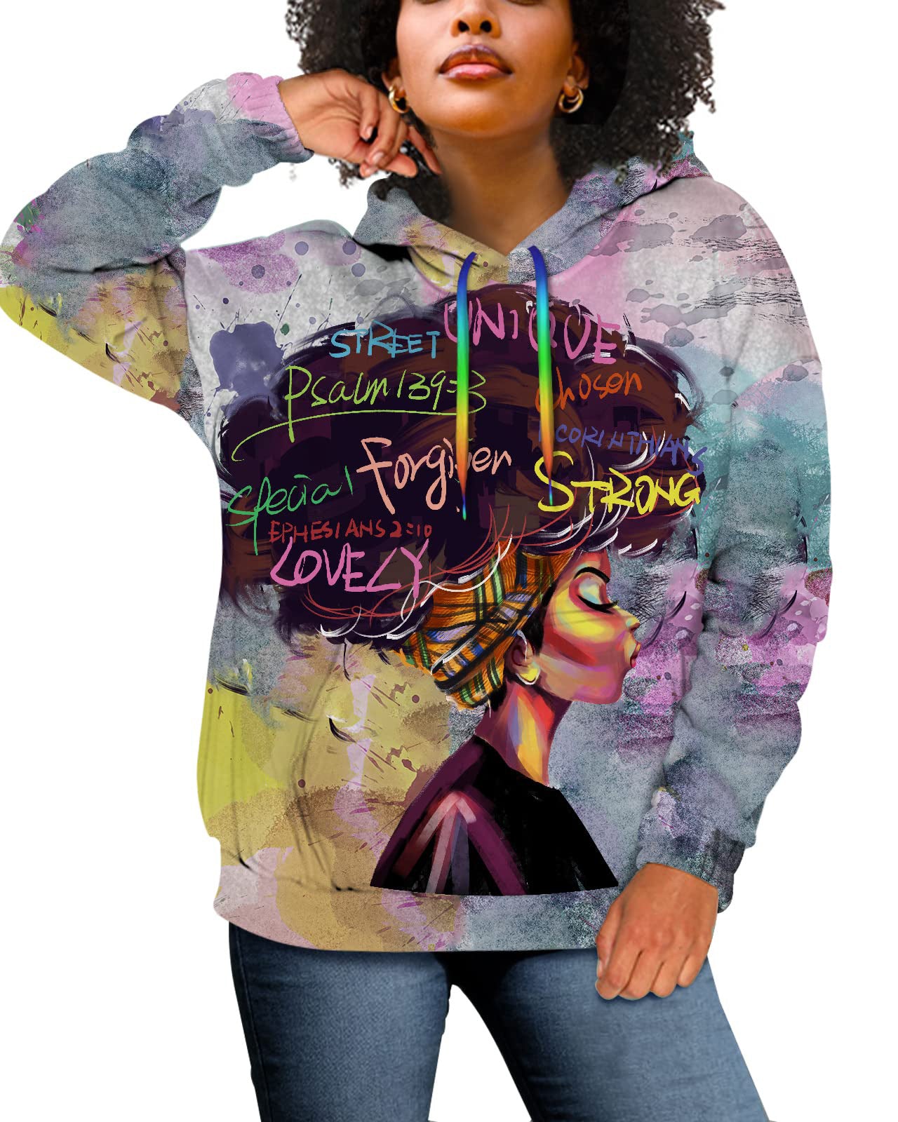 Girls Cute Printed Hooded Sweater Cozy Fall Winter Pullover