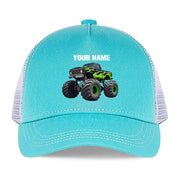 Flexible Kids Baseball Cap – Green Truck Design, Custom Name, Lightweight Fabric