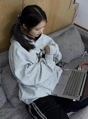 Retro Spider Letter Graphic Oversized Hoodie for Women