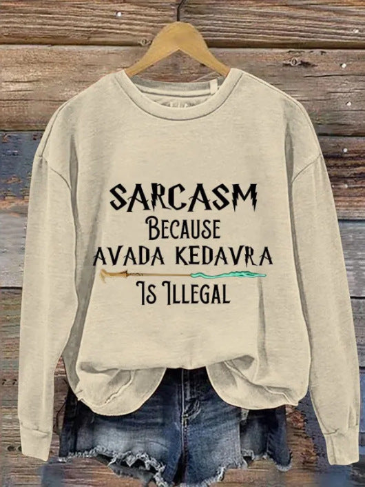Women's 3D Print Letter Pullover Sweatshirt