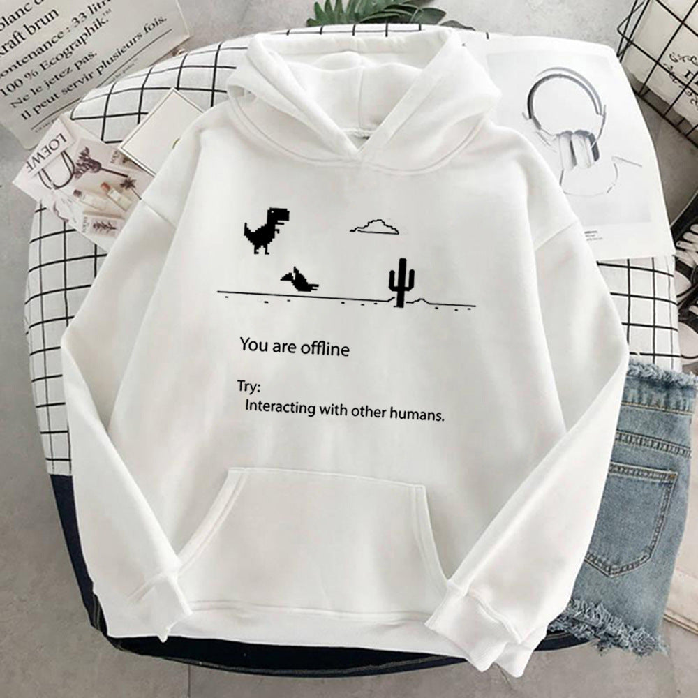 Retro Dinosaur Print Casual Women's Pullover Sweater