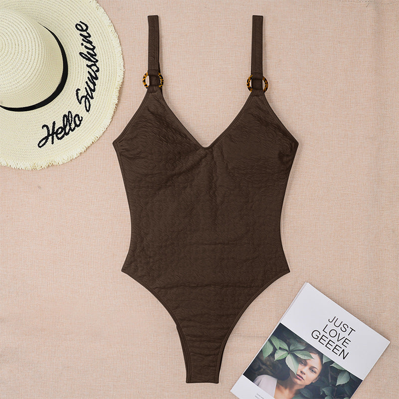 Solid Backless One-Piece Swimsuit