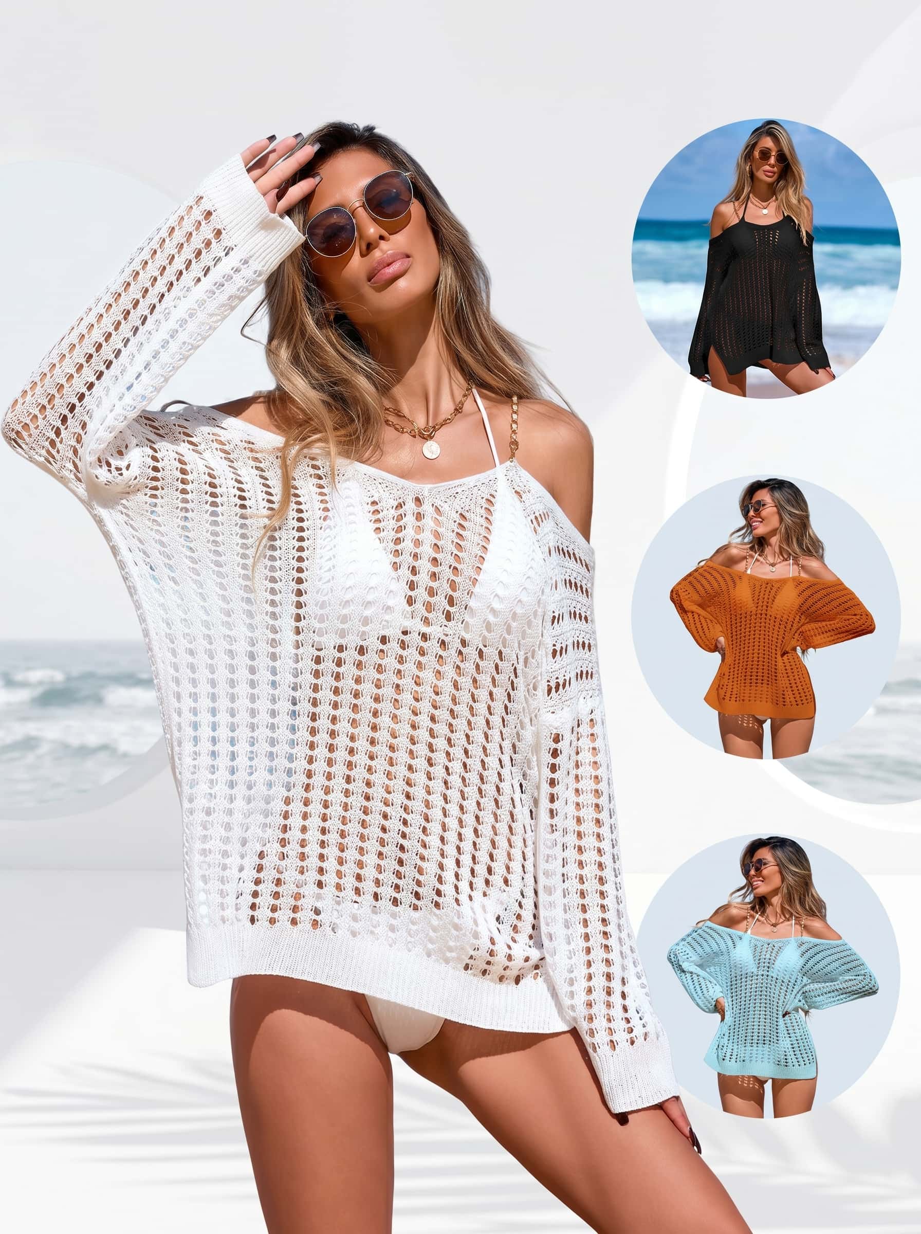 Gold Spaghetti‑Strap Hollow‑Out Cover‑Up Dress – Sexy V‑Neck Beach Wrap