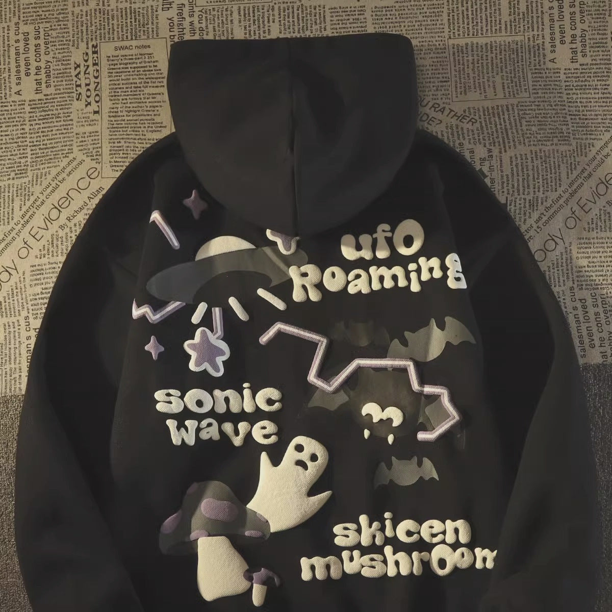 Retro Bat Ghost Oversized Hoodie