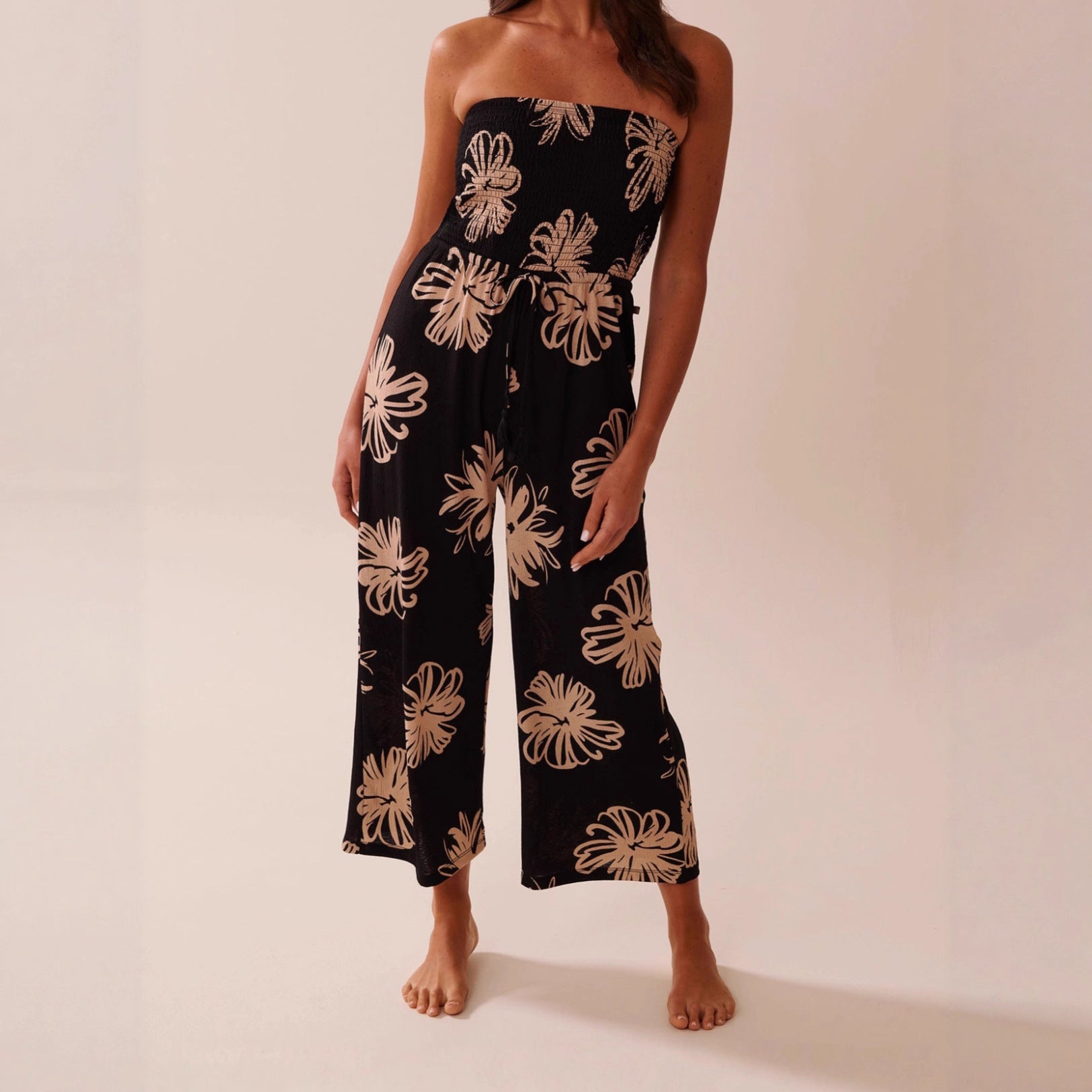 Printed Strapless Casual Jumpsuit For Women
