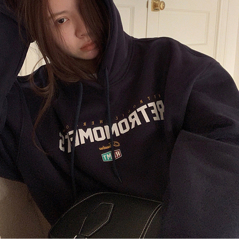 Women's Velvet Padded Hooded Sweatshirt