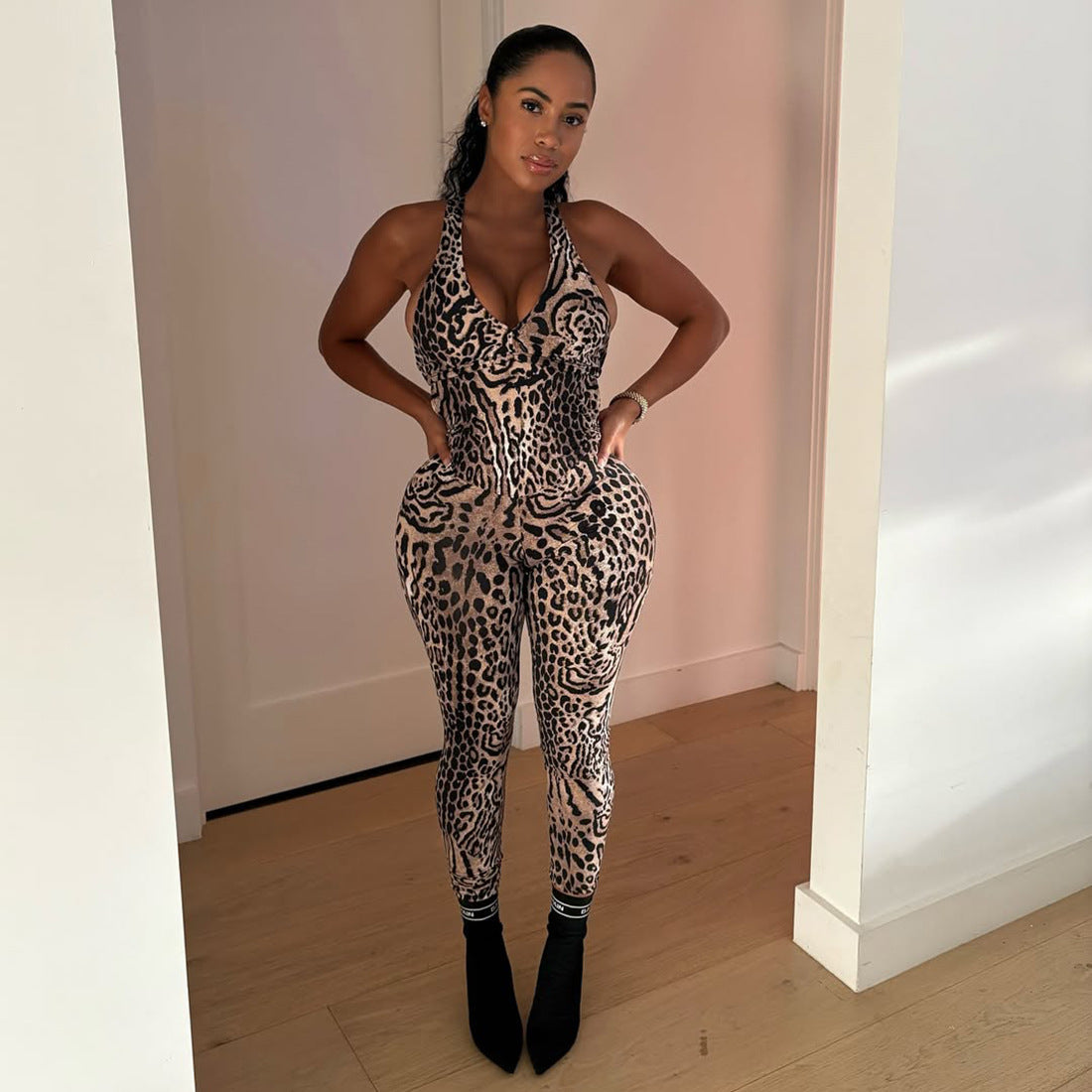 Women's Printed High-Waist One-Piece Sexy Jumpsuit