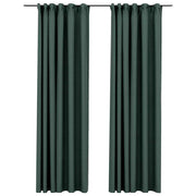 Blackout Curtains with Hooks, Linen Look, 2 Pieces.