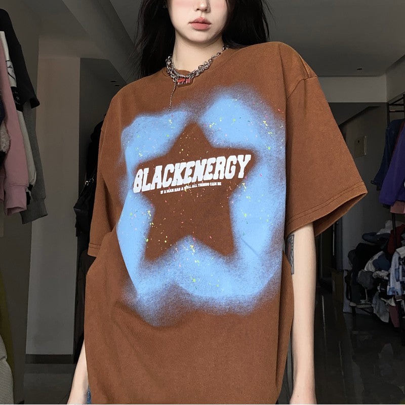 Retro Star Print Short Sleeve Tee