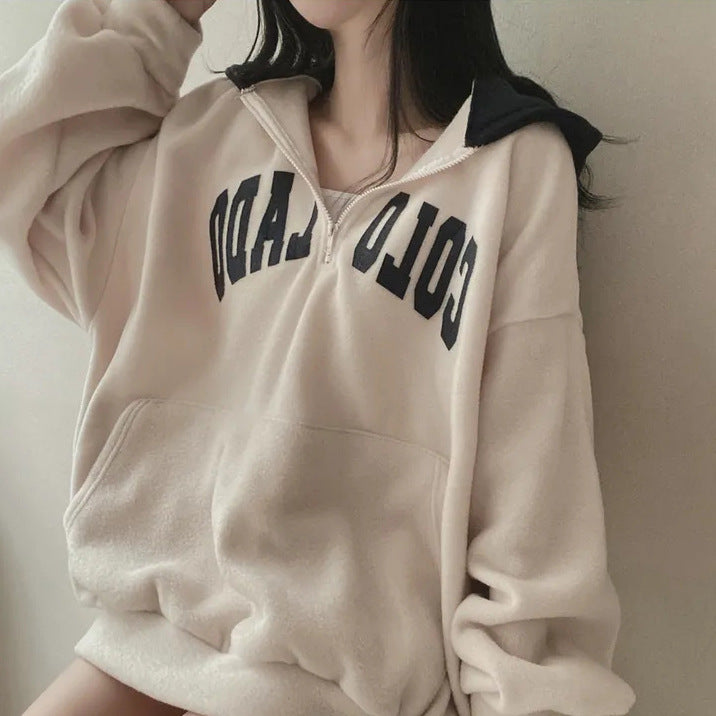Women's Velvet Padded Thickened Winter Hoodie