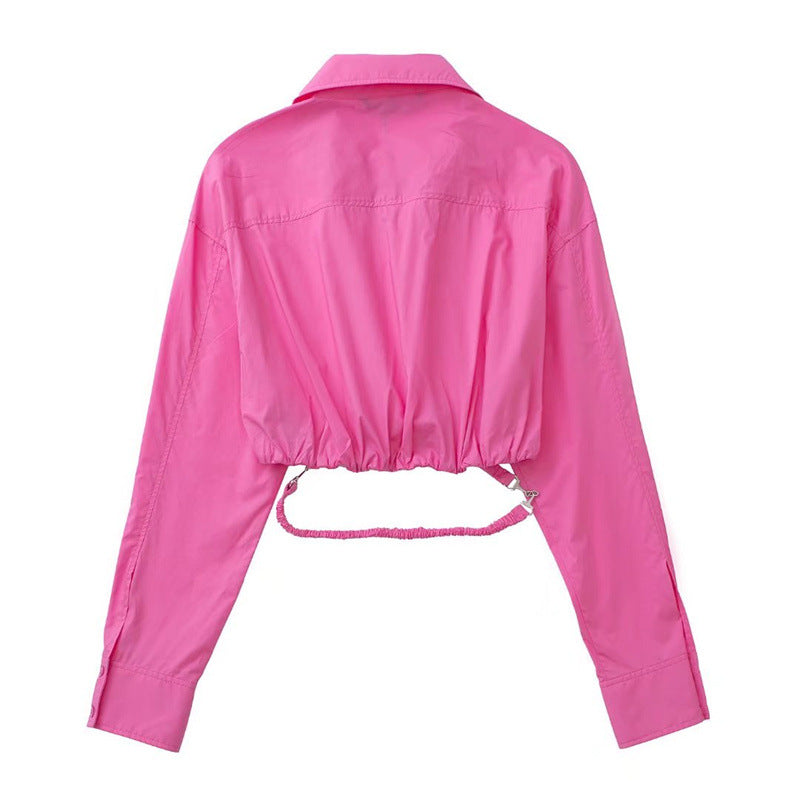 Chic Lapel Slim-Fit Long Sleeve Sweatshirt