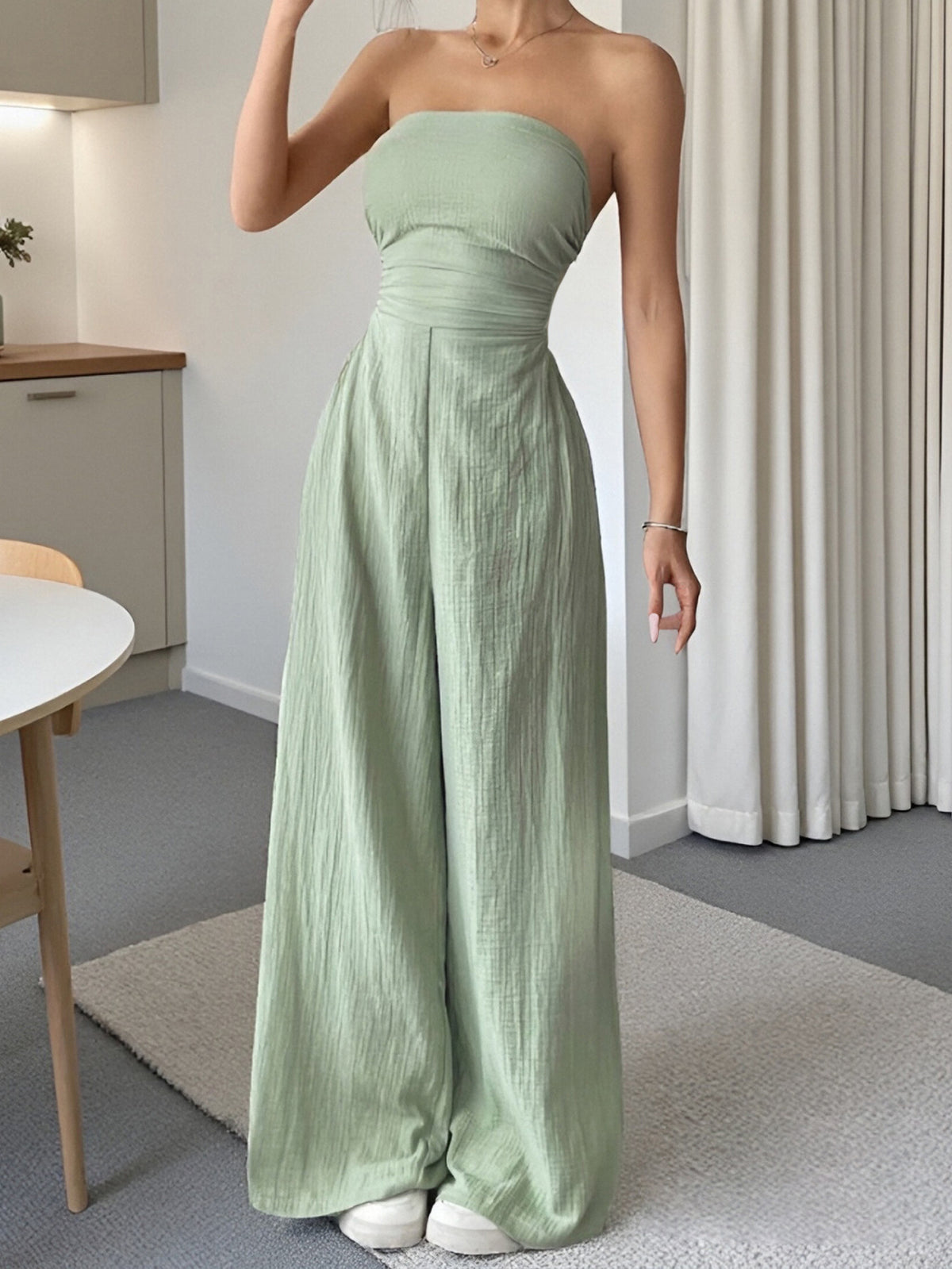 Women's Strapless Solid Color Jumpsuit