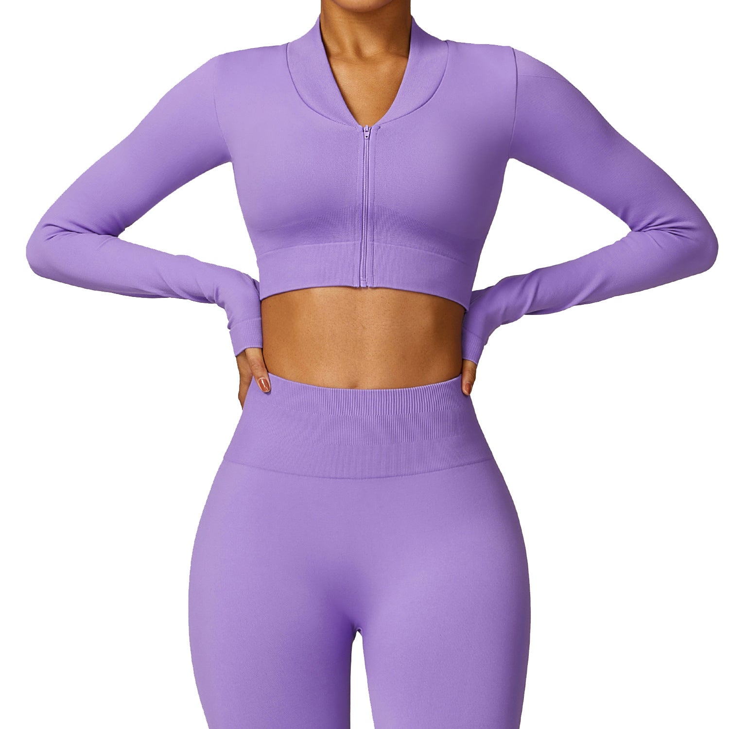 Seamless Long-Sleeve Winter Yoga Jacket & Workout Top