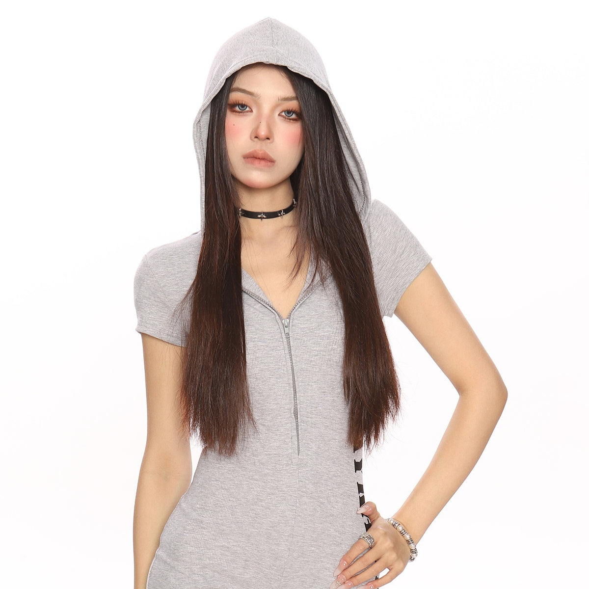 Sexy Hot Girl Letter Hooded Jumpsuit