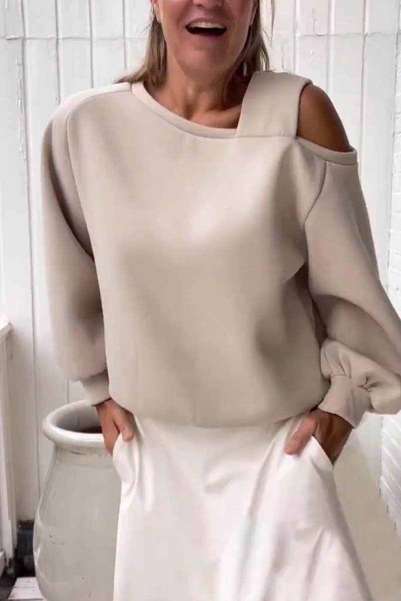 Cozy Off-Shoulder Fleece-Lined Sweatshirt