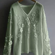 Spring And Autumn V-neck Long Sleeve T-shirt Women's Top