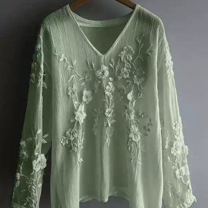 Spring And Autumn V-neck Long Sleeve T-shirt Women's Top