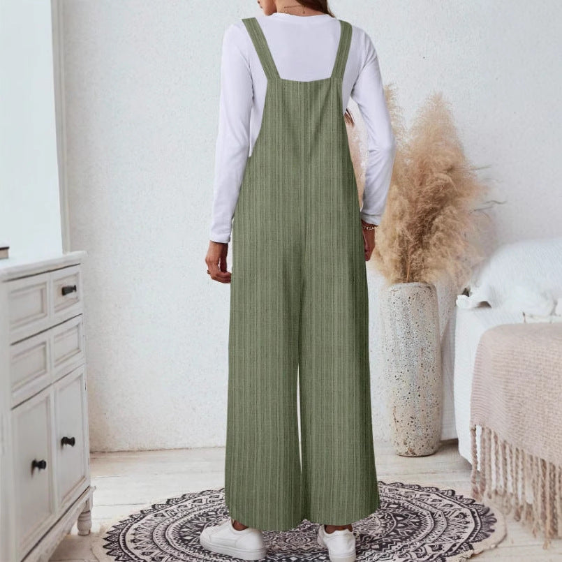Women's Emerald Green Pleated Wide-Strap Jumpsuit