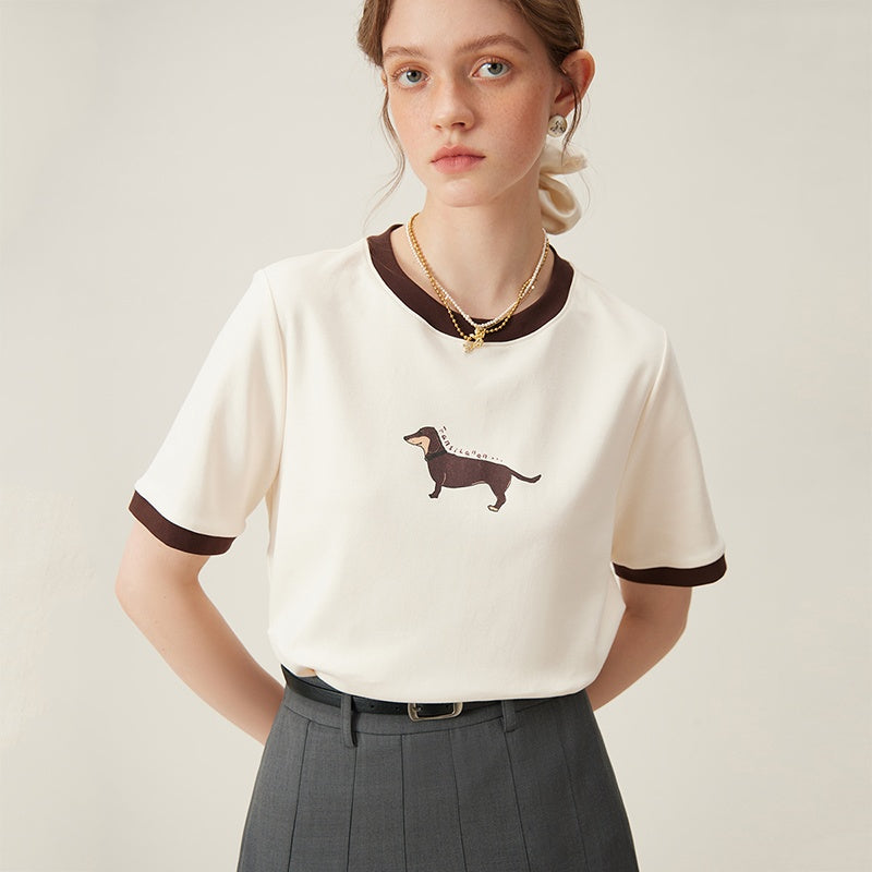 Retro Contrast Color Short‑Sleeve T‑Shirt – Classic Korean Style