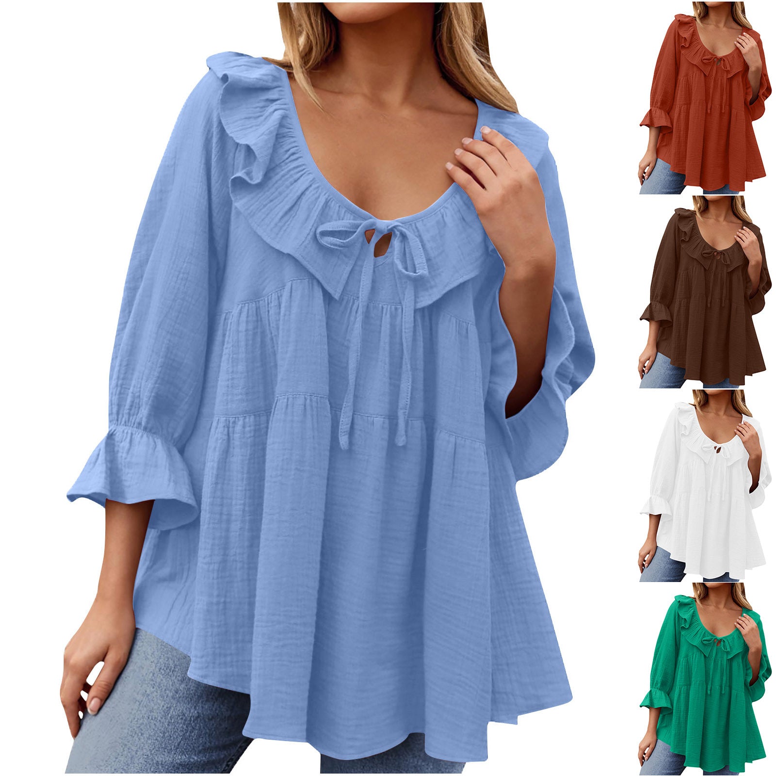 Womens Casual Crew-neck Layered Shirt