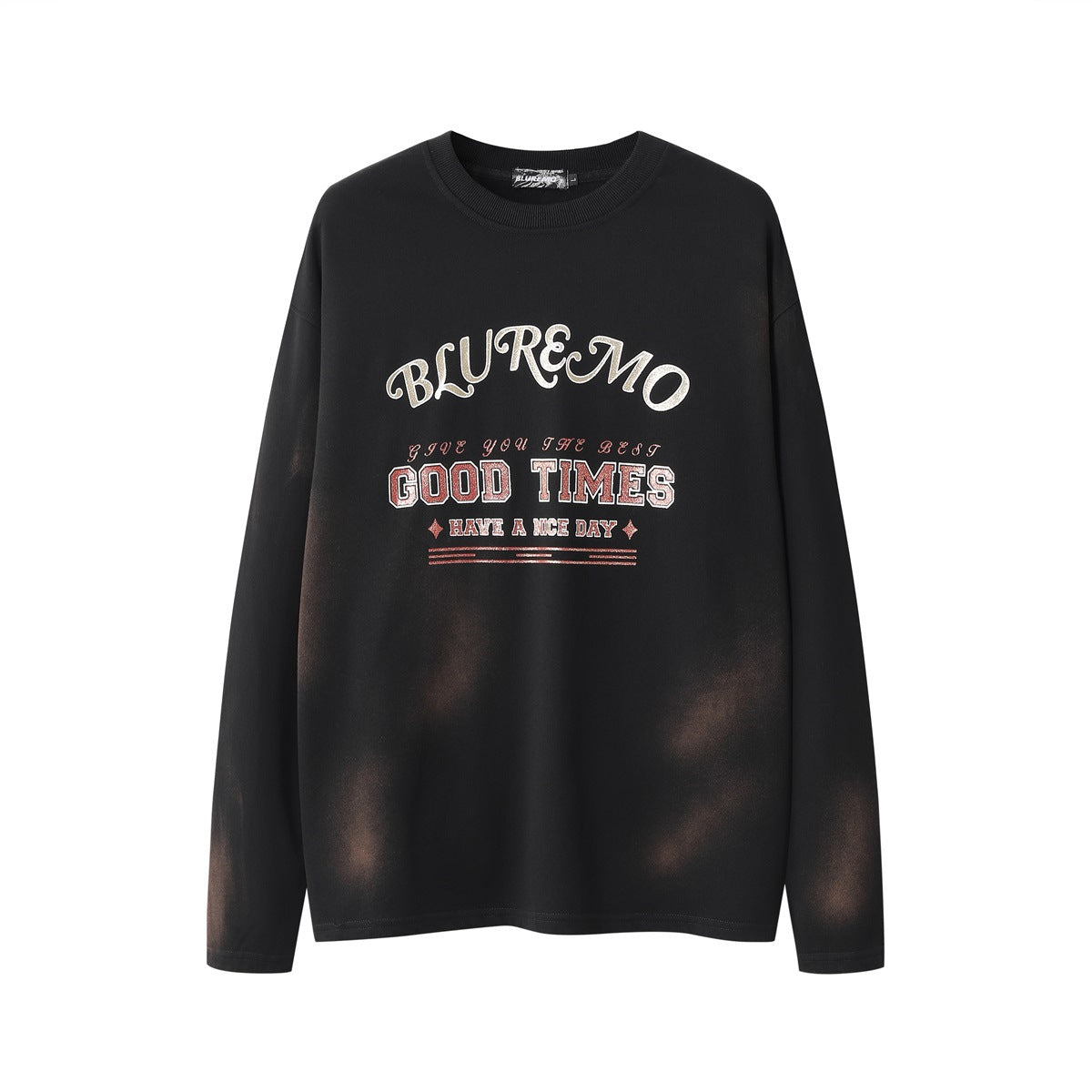 Gold Print Dark Wash Crew Neck Sweatshirt