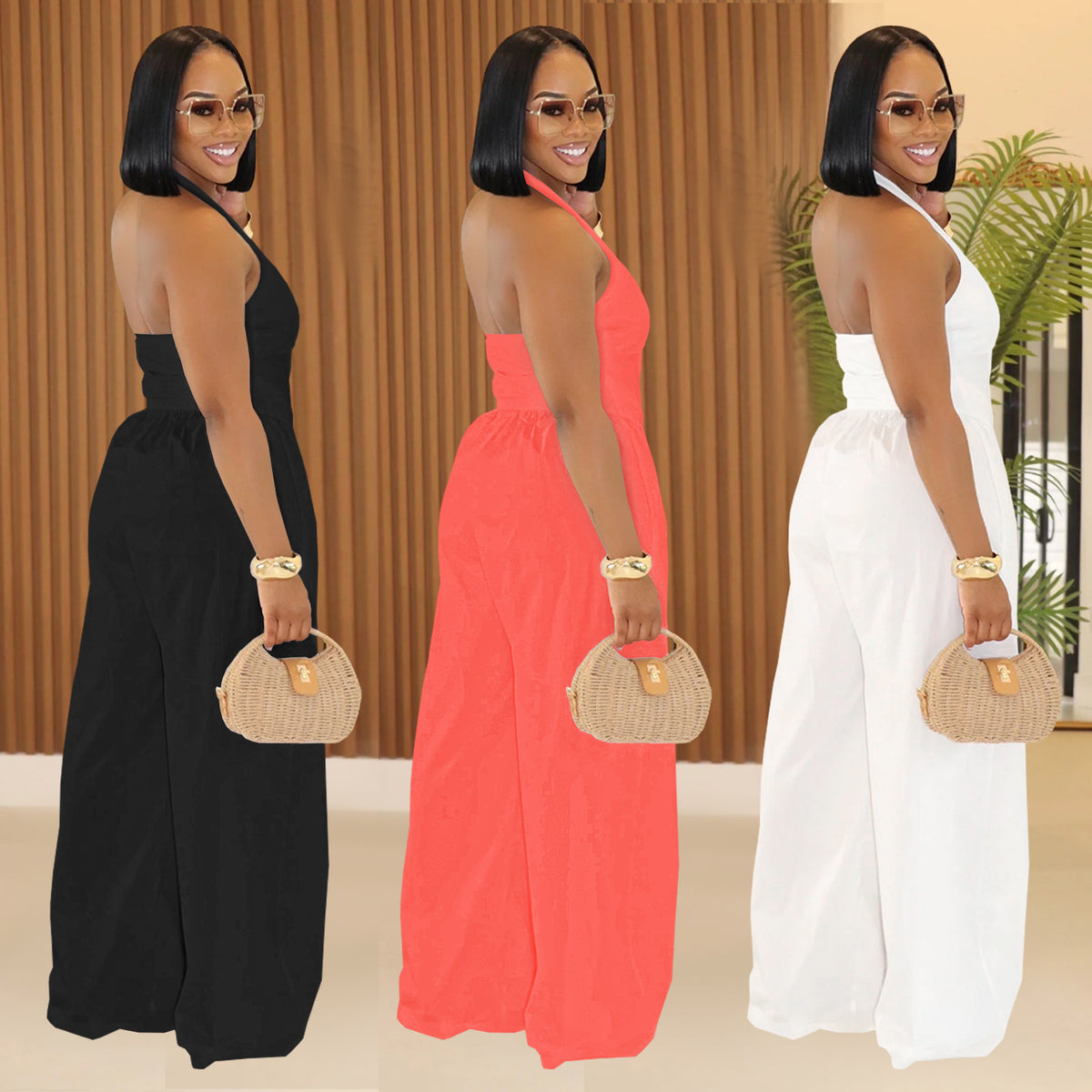 Chic Backless Halter Wide-Leg Jumpsuit