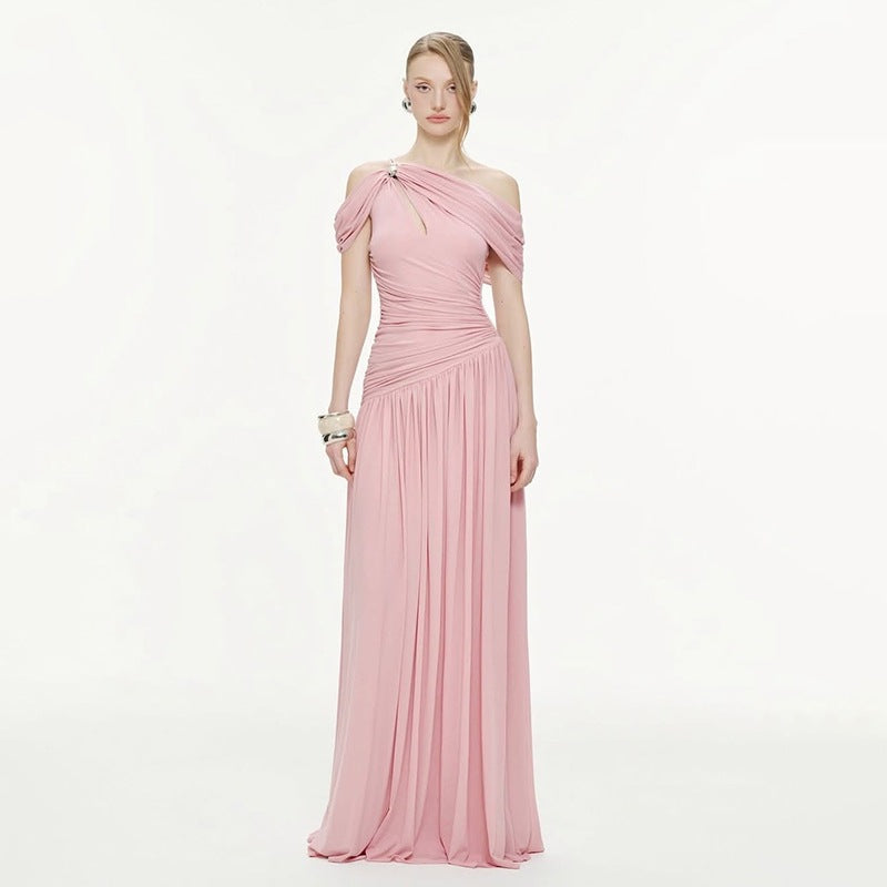 Womens French-style Off-shoulder Casual Dress
