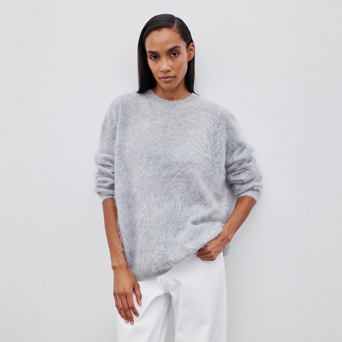 Simple Solid Color Knitted Loose Casual Sweater